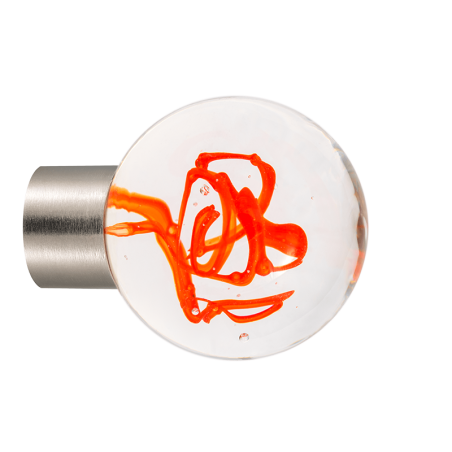Cabinet knob - Tubes de bulles collection Chili red - Verreries de Bréhat