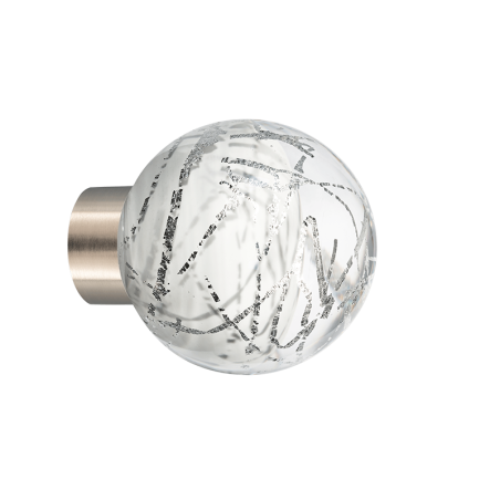 Cupboard knob - Malo flash collection White & silver - Verreries de Bréhat