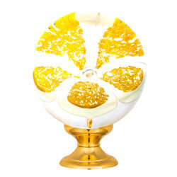 boule d'escalier Orchidée blanc et or embase classique plaqué or