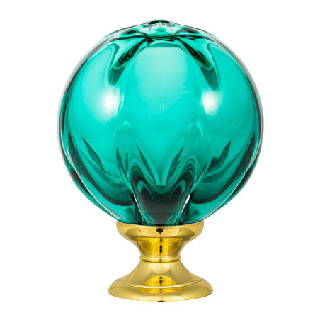 Boule d'escalier Cara vert embase classique laiton poli