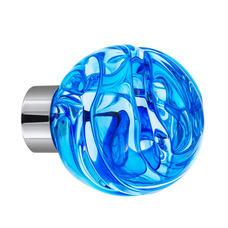 bouton de placard Lavallière bleu embase placard chrome