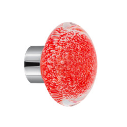 bouton de placard Microbulles disque rouge chili embase placard chrome