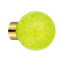 bouton de placard Microbulles sphérique vert anis embase laiton poli