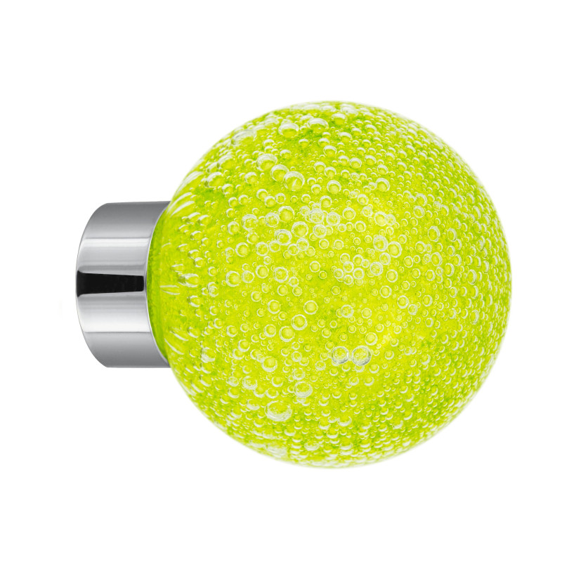 bouton de placard Microbulles sphérique vert anis embase chrome