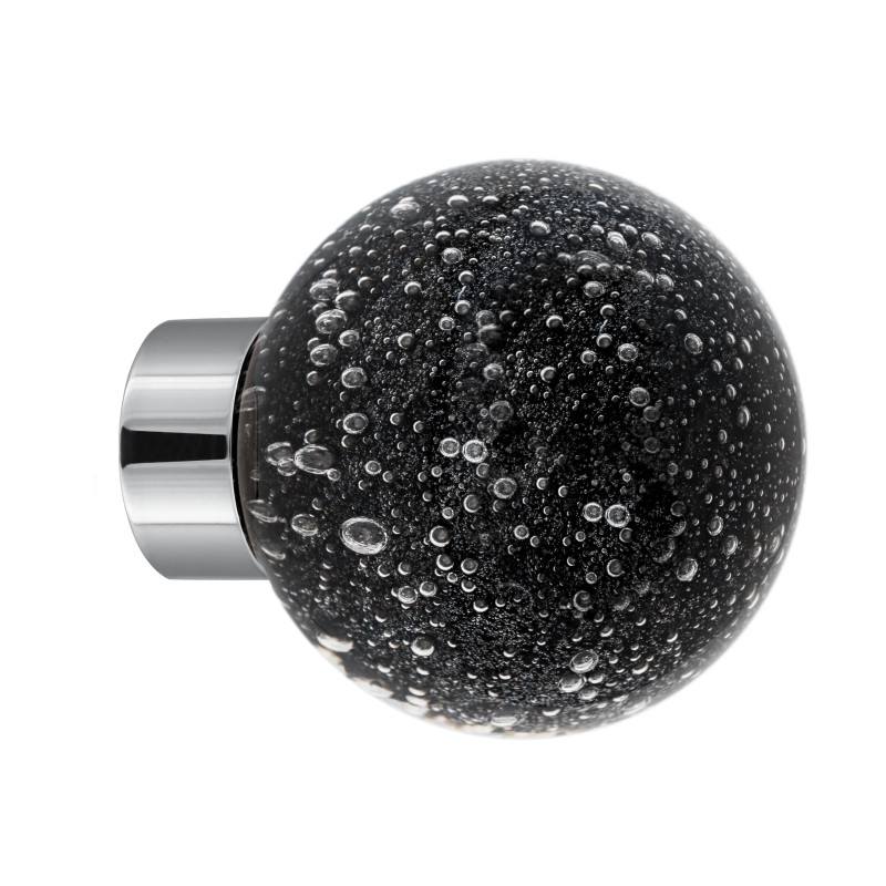 bouton de placard Microbulles sphérique noir embase chrome