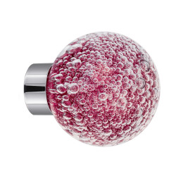 bouton de placard Microbulles sphérique rose fuchsia embase chrome