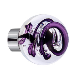 bouton de placard Tubes de Bulles sphérique violet embase placard chrome