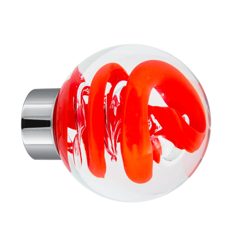 bouton de placard Tubes de Bulles sphérique rouge chili embase placard chrome