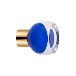 bouton de meuble Alberto lisse coupé bleu embase meuble plaqué or