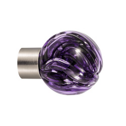 bouton de meuble Lavallière violet embase meuble nickel satiné