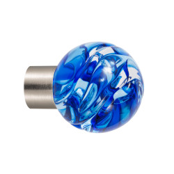 bouton de meuble Lavallière bleu embase meuble nickel satiné