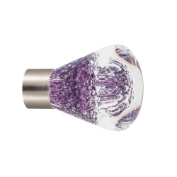 bouton de meuble Microbulles conique violet embase meuble nickel satiné