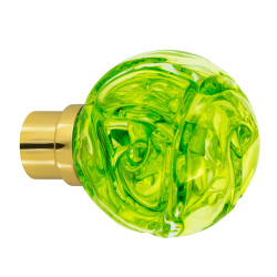 bouton de porte Lavallière vert anis embase porte laiton poli